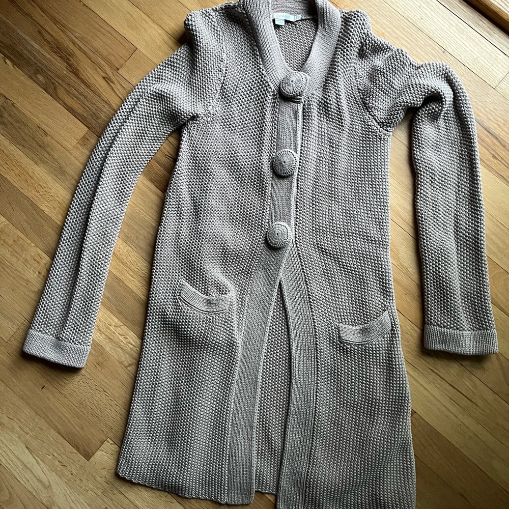 Boden Cotton Knit Cardigan Size 6 Grey